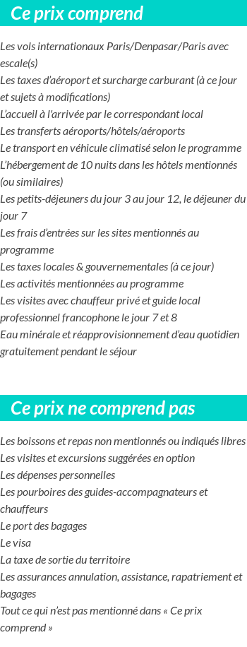 Conditions tarifaires