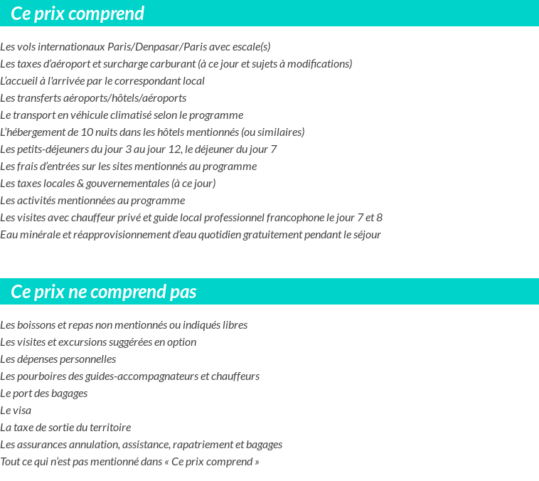 Conditions tarifaires