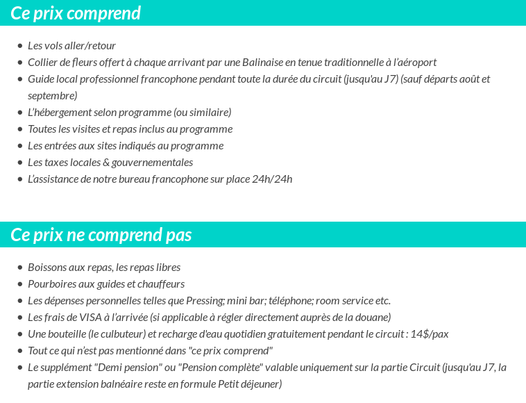 Conditions tarifaires