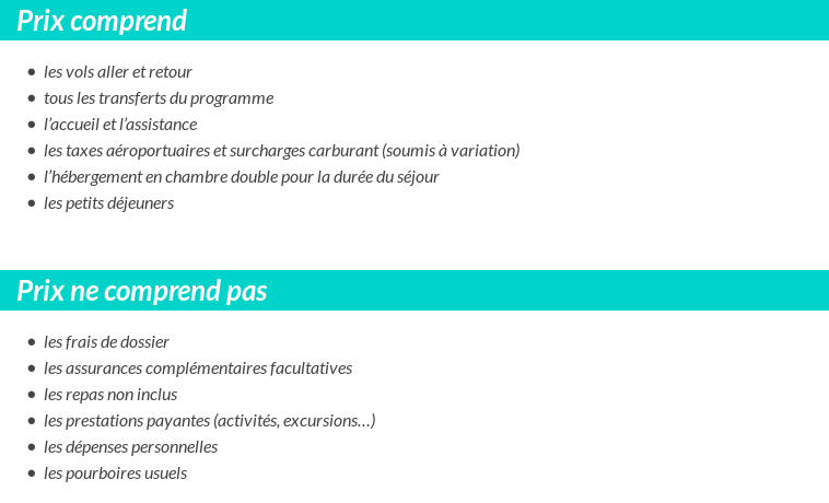 Conditions tarifaires