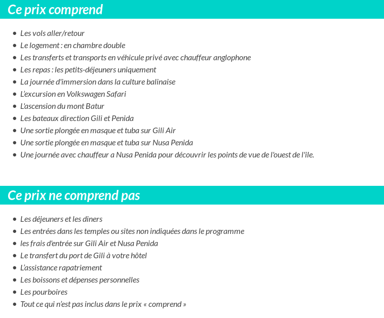 Conditions tarifaires