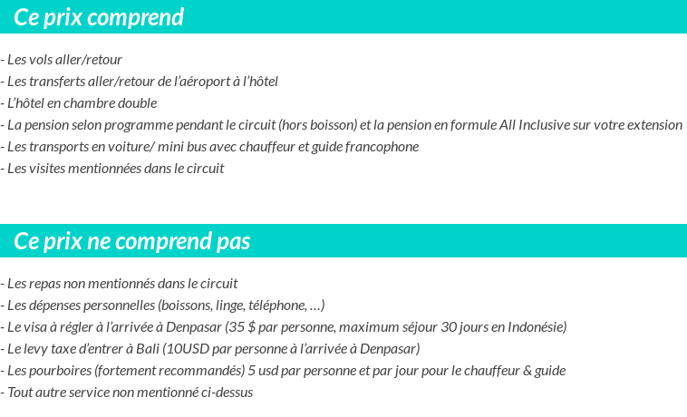 Conditions tarifaires