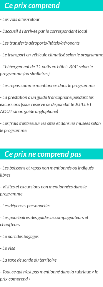 Conditions tarifaires