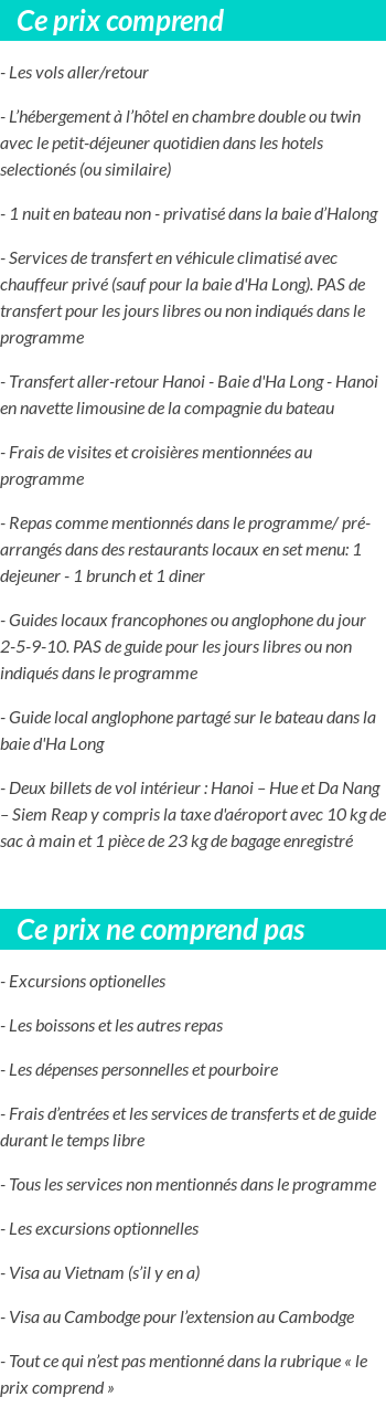 Conditions tarifaires