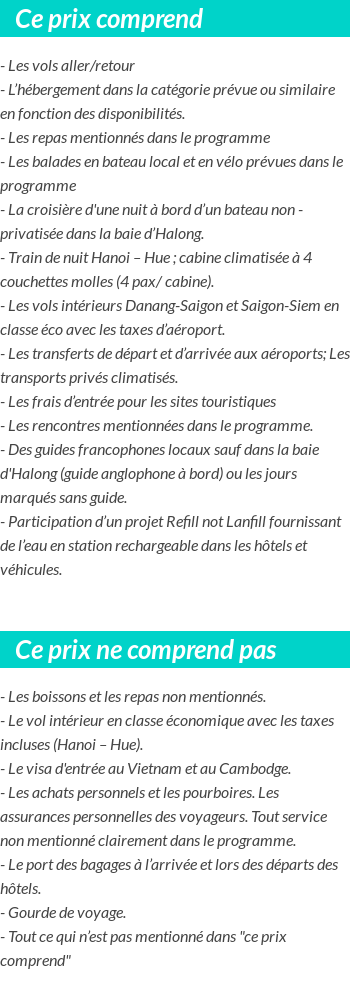 Conditions tarifaires