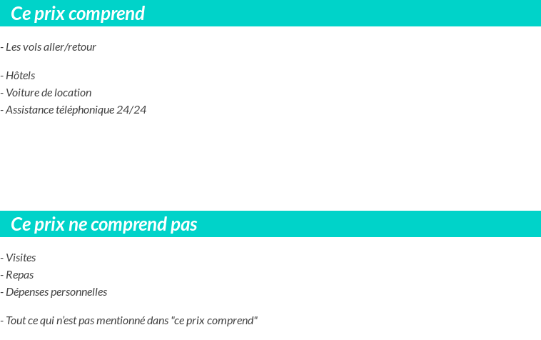 Conditions tarifaires