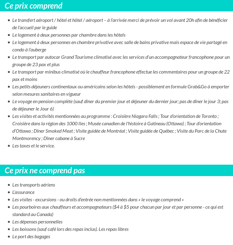 Conditions tarifaires