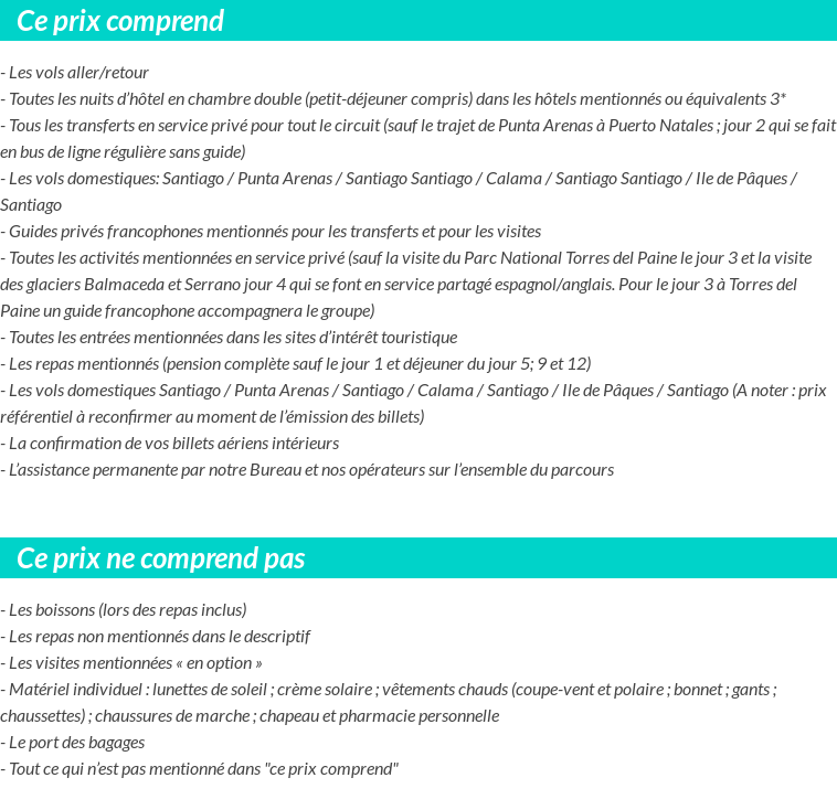 Conditions tarifaires