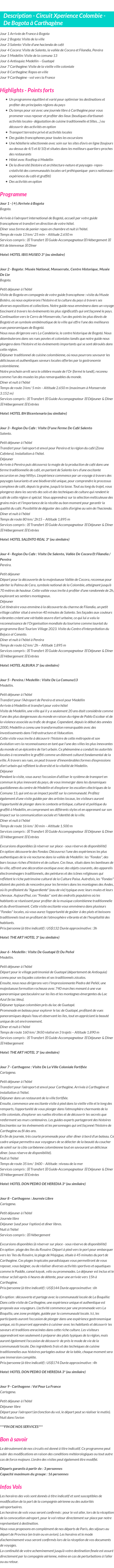 Détails du séjour
