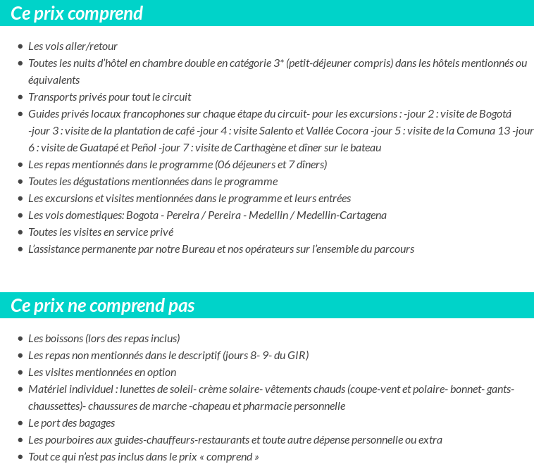 Conditions tarifaires