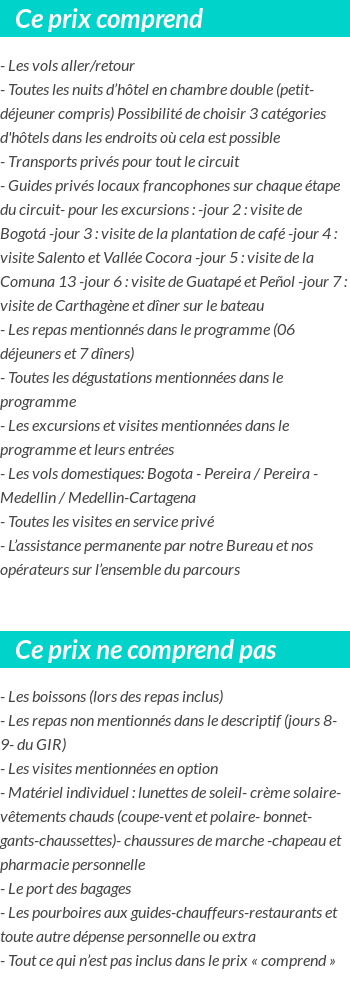 Conditions tarifaires