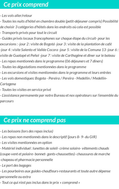 Conditions tarifaires