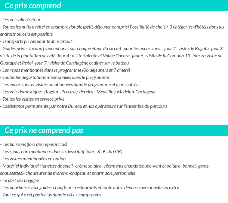 Conditions tarifaires