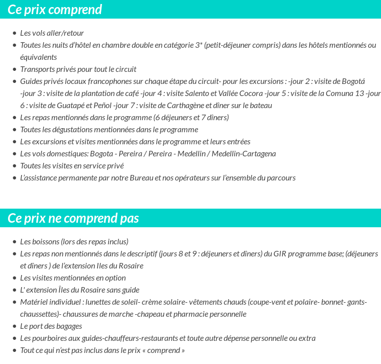 Conditions tarifaires