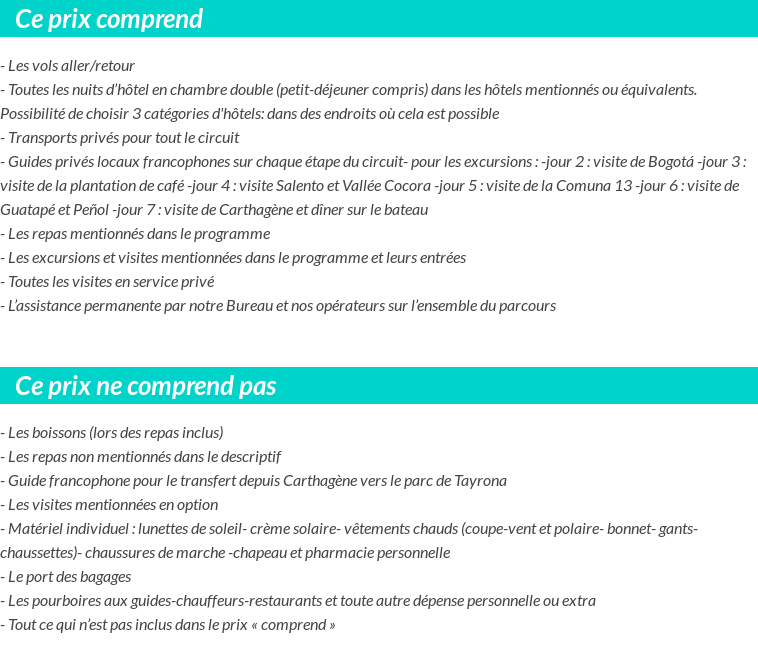 Conditions tarifaires