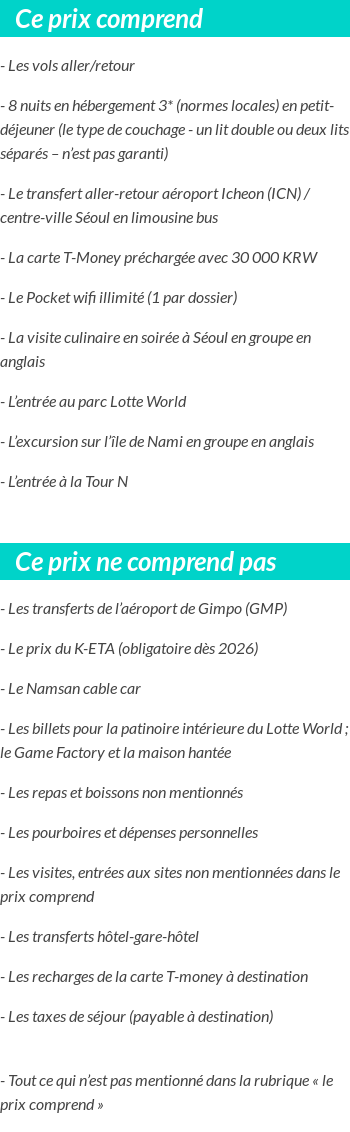 Conditions tarifaires