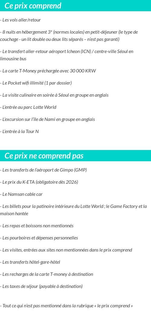 Conditions tarifaires