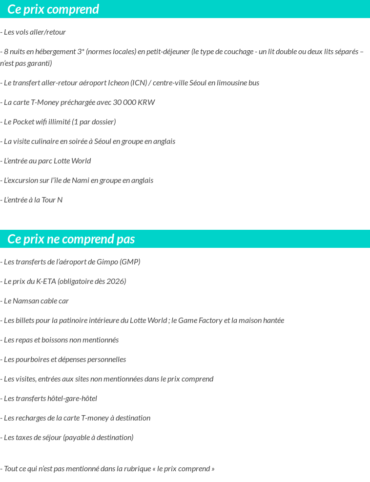 Conditions tarifaires