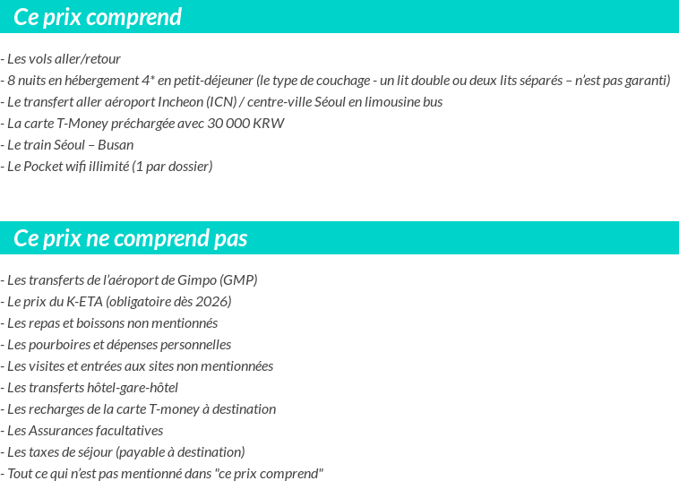 Conditions tarifaires