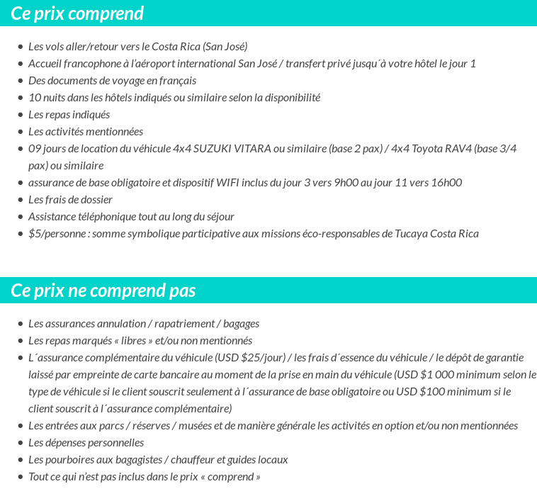 Conditions tarifaires