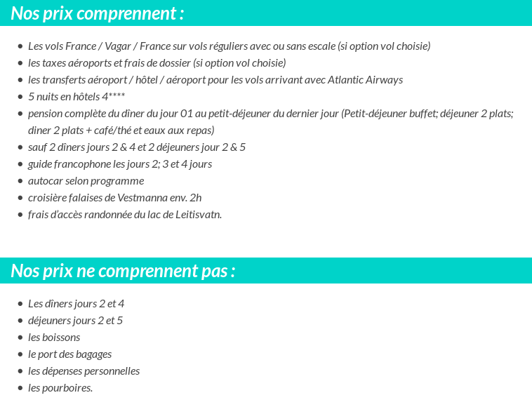 Conditions tarifaires