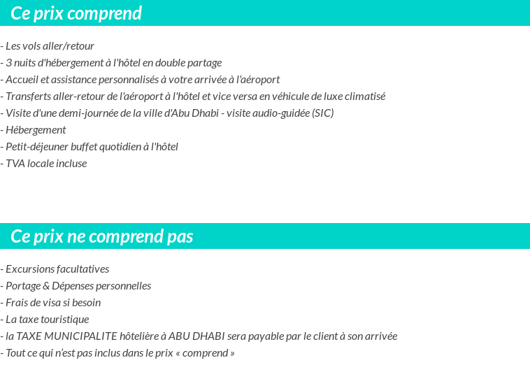 Conditions tarifaires