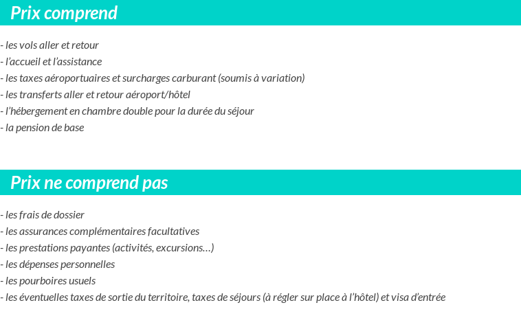 Conditions tarifaires