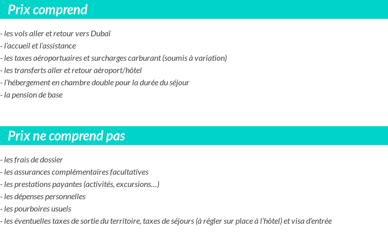 Conditions tarifaires