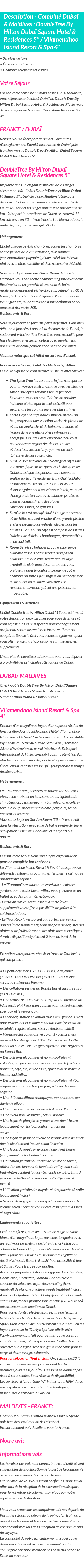 Détails du séjour