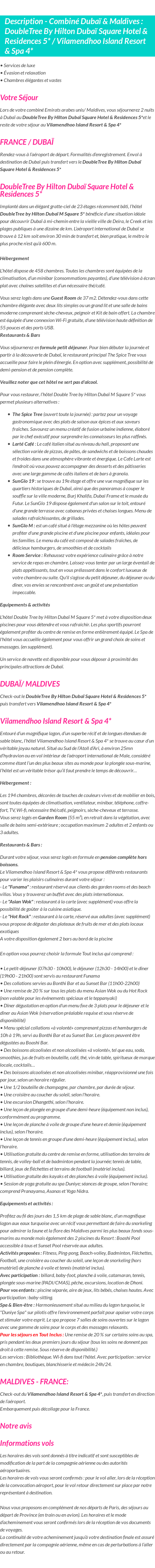 Détails du séjour