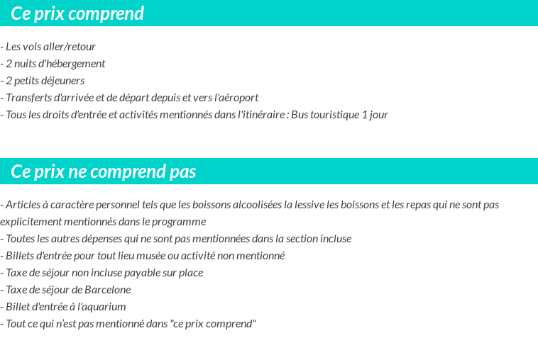 Conditions tarifaires