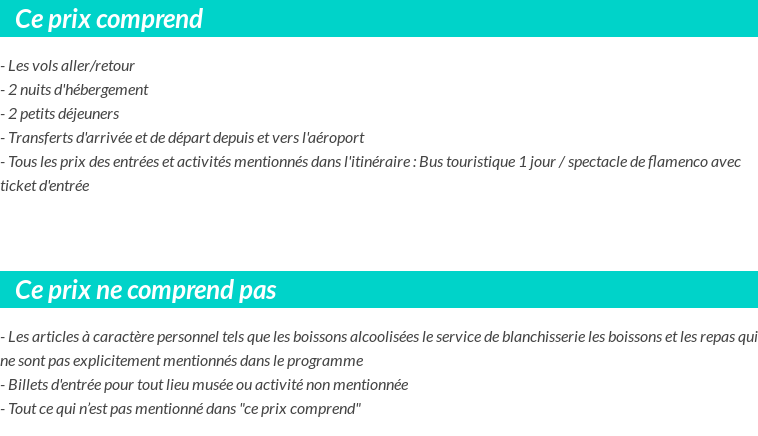 Conditions tarifaires