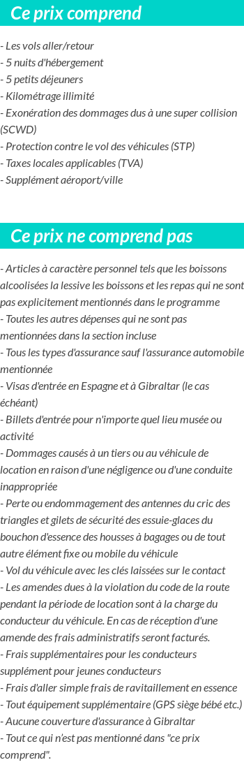 Conditions tarifaires