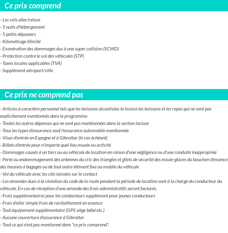 Conditions tarifaires