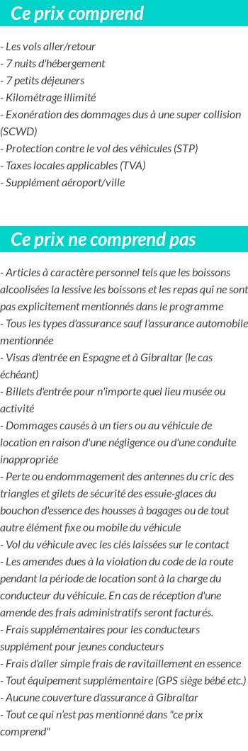 Conditions tarifaires