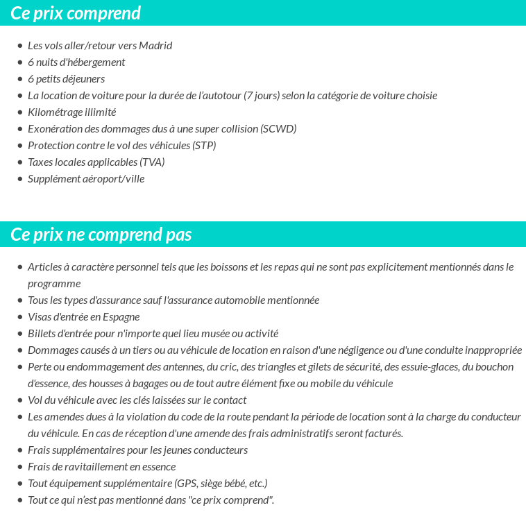Conditions tarifaires