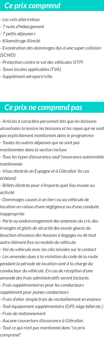 Conditions tarifaires