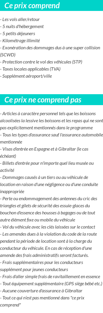 Conditions tarifaires