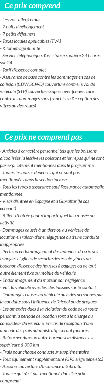 Conditions tarifaires