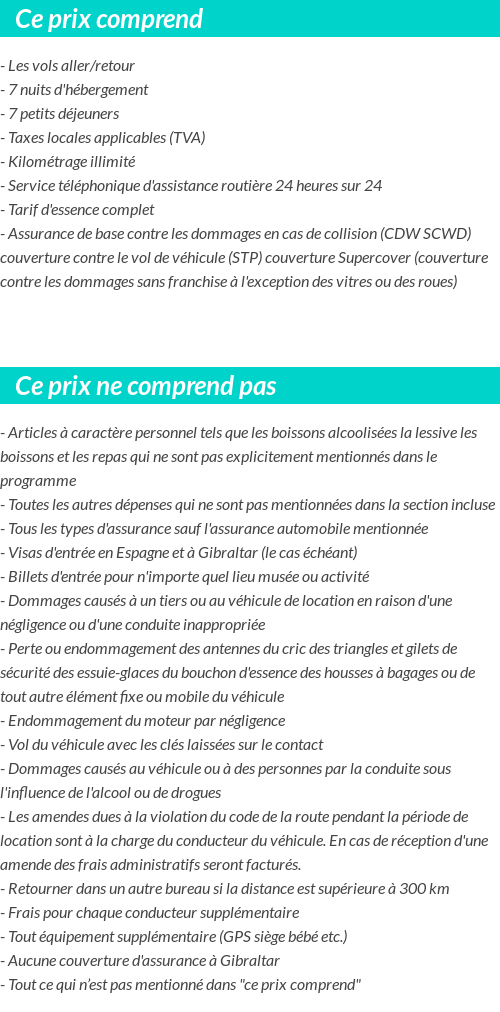 Conditions tarifaires