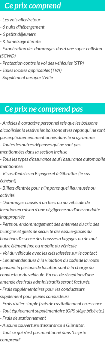 Conditions tarifaires