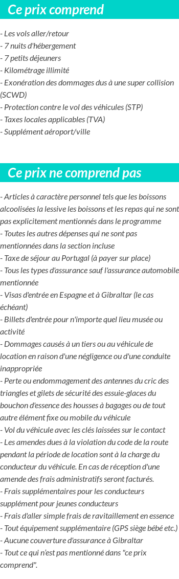 Conditions tarifaires