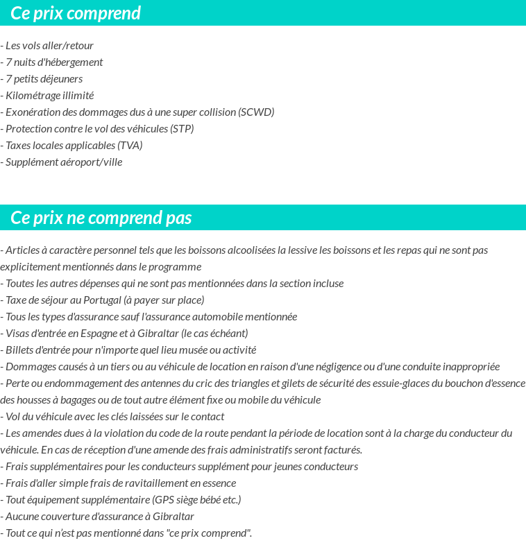 Conditions tarifaires