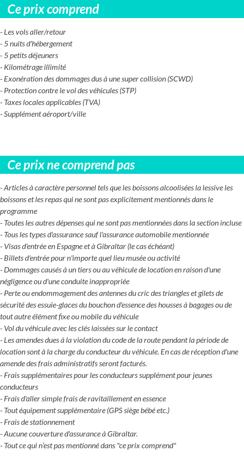 Conditions tarifaires