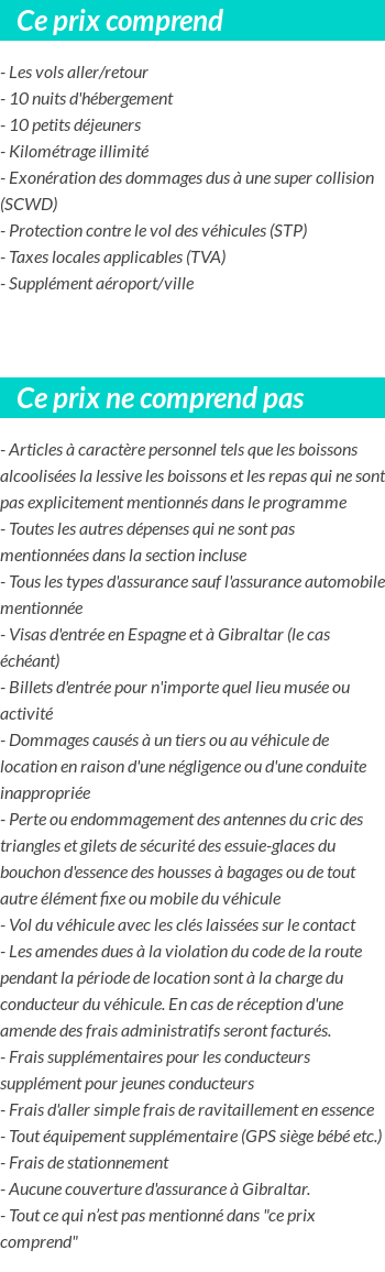 Conditions tarifaires