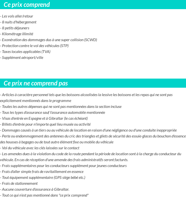 Conditions tarifaires