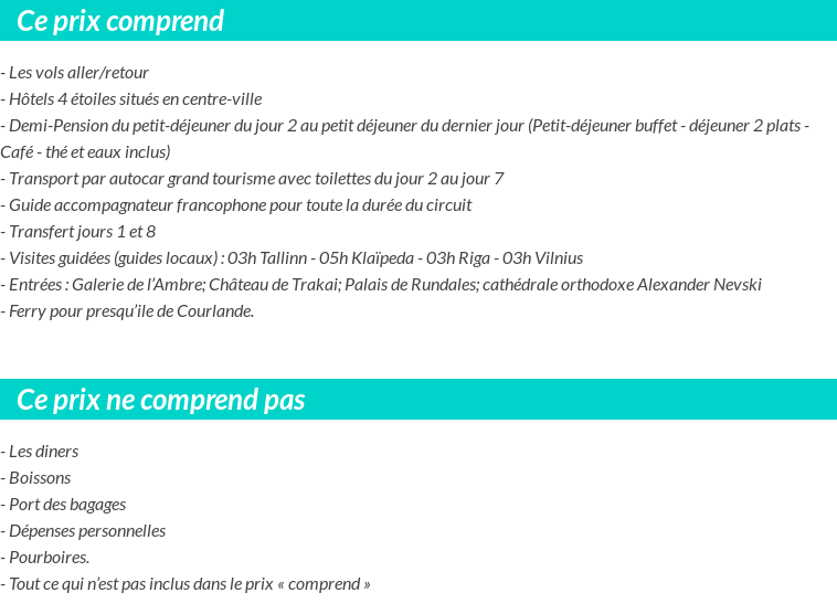 Conditions tarifaires