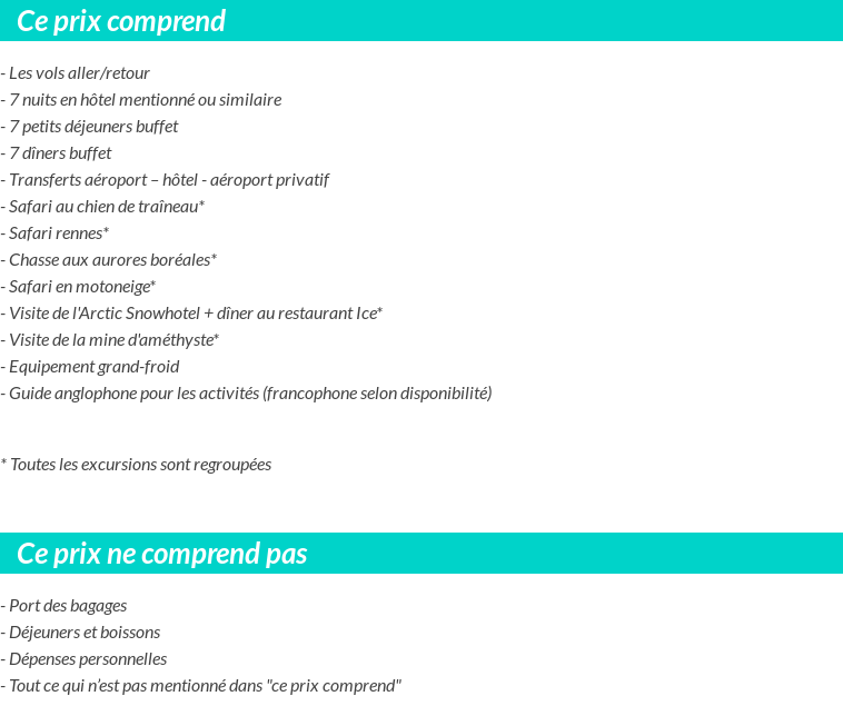 Conditions tarifaires