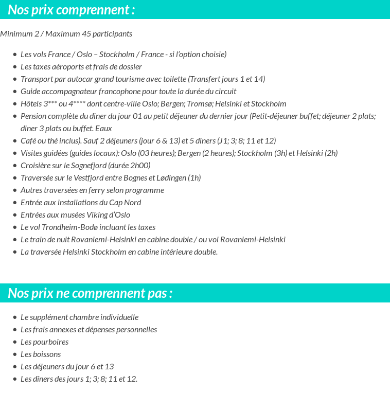 Conditions tarifaires