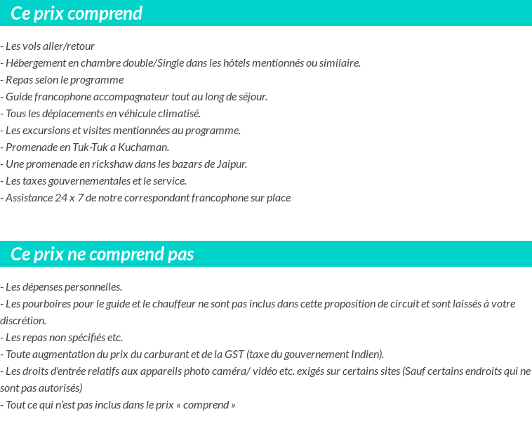 Conditions tarifaires